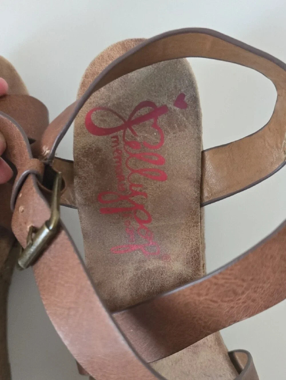 Jellypop Brown Crisscross Wedge Sandals